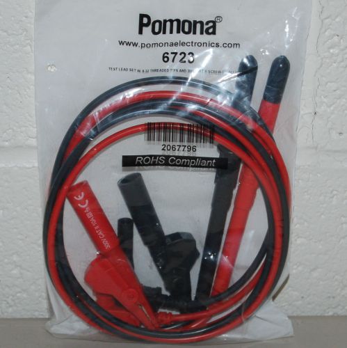 Pomona 6723, Test Lead Kit, 8/32 Threaded Probe Tip, 2 Screw-On Alligator Clips