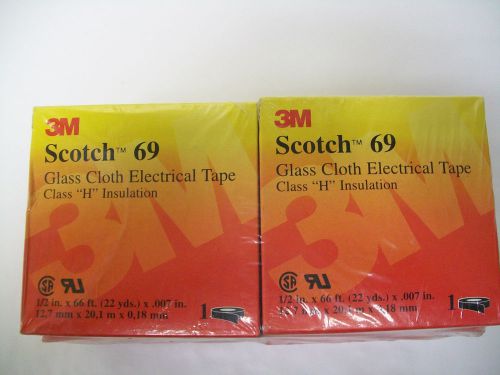 (10) 3M Scotch Glass Cloth Tape 69 1/2&#034; x 66&#039; Silicone Adhesive New in Box