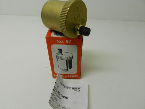 Bell &amp; Gossett 113222 No 97 Air Vent 1/8&#034; NOS brass Max 150PSI Temp 240*F