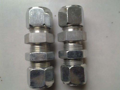 2 new parker p12bu bulkhead hydraulic 3/4  compression union fittings for sale