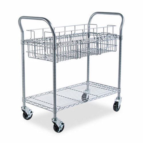 Safco wire mail cart, 600lbs, 18-3/4w x 39d x 38-1/2h, metallic gray (saf5236gr) for sale