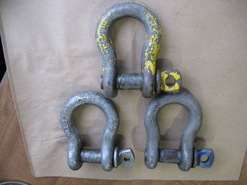Lot of 3 wll 4.75 / 4-3/4 t ton shackle / clevis 3/4&#034; pin 1-1/4&#034; opening usa for sale