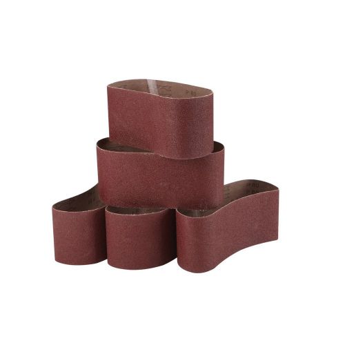 Pack of 5 aluminum oxide 4&#034; x 24&#034; 80 grit wood sanding belts world ship free us for sale