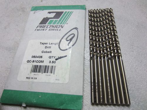 Precision Twist Drills 3.50mm Metric 3.5 Taper Length Parabolic Cobalt 050435