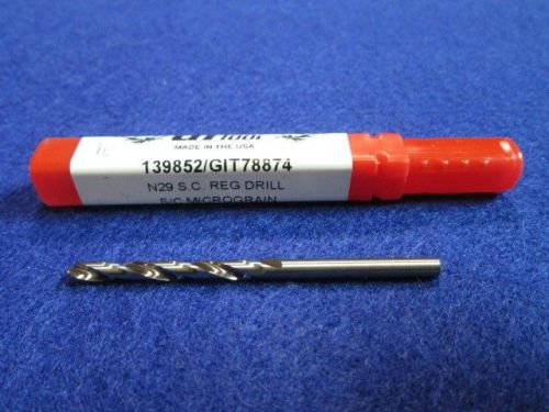 GI TOOL 139852 #29 WIRE (.1360) SOLID CARBIDE DRILL JOBBER LENGTH USA MADE