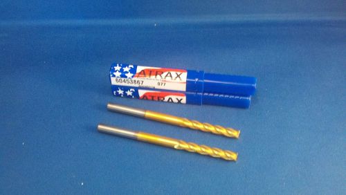 New 2x Lot Atrax Solid Carbide TiN 4&#034;  Ex Long Endmills Center Cutting 4 Flute