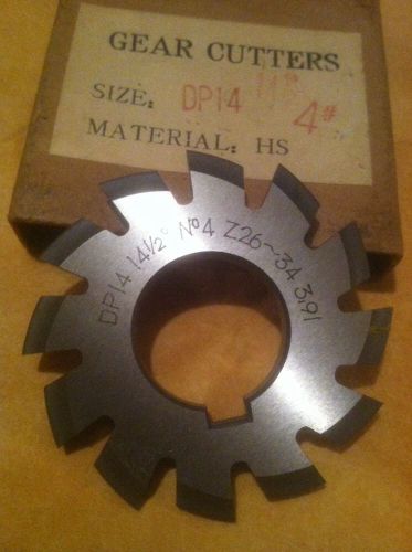 NEW INVOLUTE GEAR CUTTER #4 14P 14.5PA 1&#034;bore CHINA UNUSED OLD STOCK