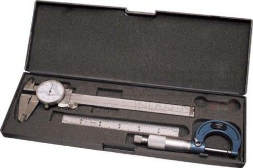 Dial Caliper + Micrometer + 6&#039;&#039; Rule Machinist Case, Brand New, #EG00-1035