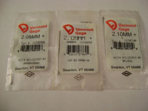 Vermont Gage Pins 1 each 2.08,2.09,2.10 Metric Plus