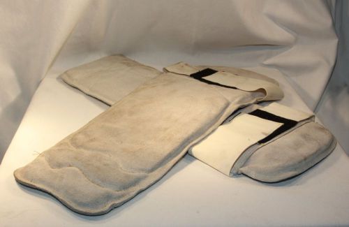 Welding Legging Spats - 22&#034;XL Grey Leather- 1 Pair - Welding Leg Calf Protection