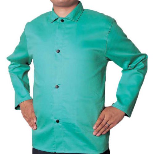 Welding Jacket, 30&#034;, 12oz. Cotton FR, Green WELDAS SIZE EXTRA EXTRA LARGE (XXL)