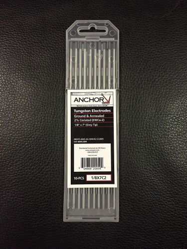 Anchor 1/8 x 7&#034; Ground &amp; Annealed Tungsten Electrodes 2% Ceriated 1/8X7C2 Qty 10