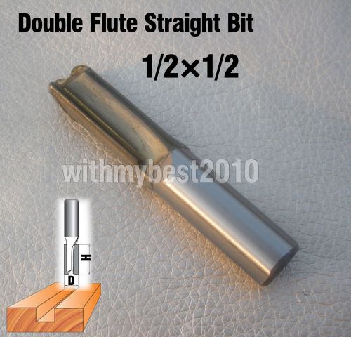 Lot 1pcs carbide tipped double flute straight bit dia 1/2 shank dia 1/2 cutter for sale