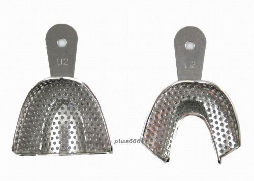 1 Pair New Impression Trays-Stainless For Dental U2 L2 Medium