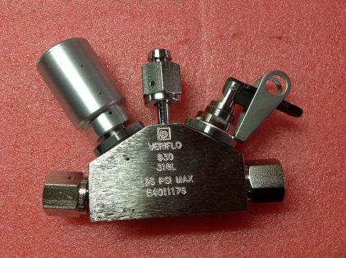 Parker veriflo 930y3glk/ncfsfffb high purity 3-port manifold valve 1/4&#034; monblock for sale