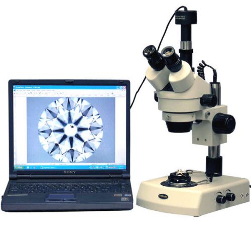 3.5X-90X Jewelry Gem Stereo Microscope + Dual Halogen + 5MP USB Camera