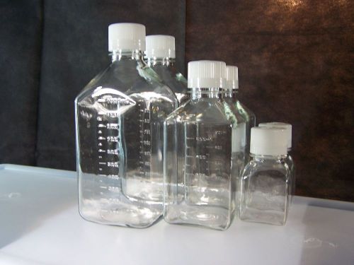 6 - nalgene petg square storage bottles w/ 38/430 hdpe cap 1l,500ml,125ml for sale