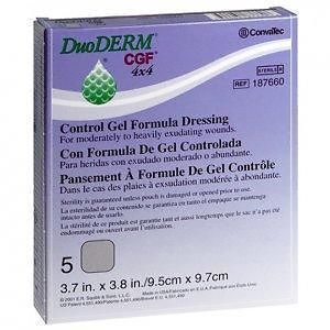 Duoderm 4&#034;x 4&#034; cgf 187660 convatec hydrocolloid wound dressing sterile box of 5 for sale