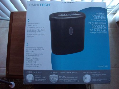 OMNITECH 14 SHEET CROSS-CUT SHREDDER OT-NXC14PA FACTORY SEALED FREE SHIPPING