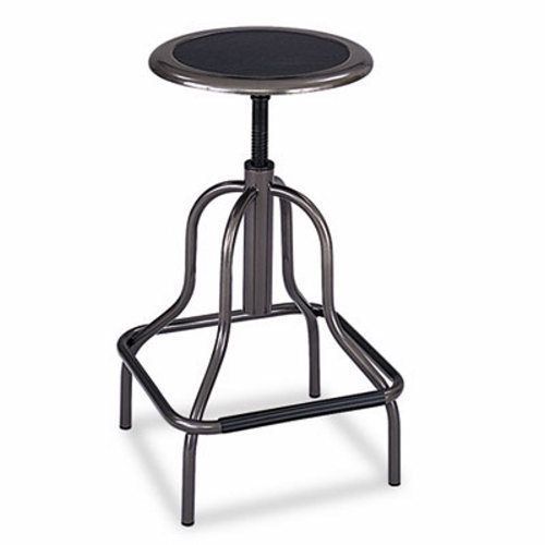 Safco Diesel Backless Industrial Stool, High Base, Black Leather Seat (SAF6665)