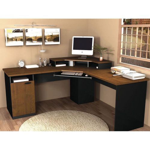 Hampton Corner Workstation In Tuscany Brown &amp; Black