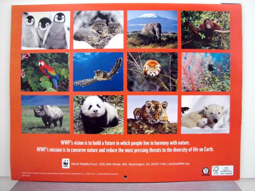 World Wildlife Fund 16-month CALENDAR 2015 penguin panda rhino elephant leopard