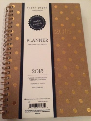 NEW Sugar Paper 2015 Gold Foil Polka Dot Kraft Planner Calendar Metallic Target