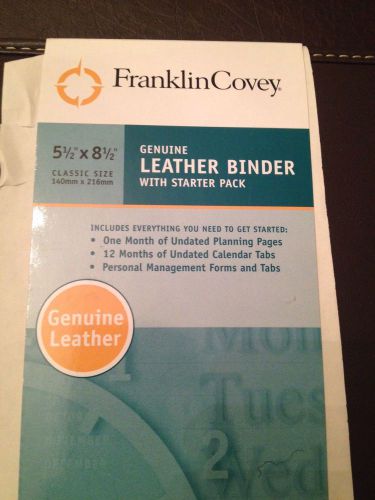 Franklin Covey Leather Binder With Starter Pack leather 5.5&#034; X 8.5&#034; NWT