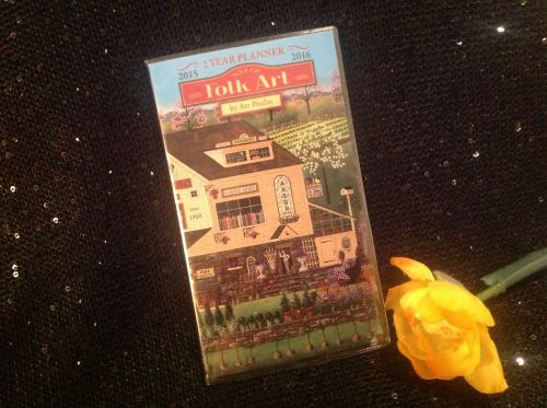 2015-2016 &#034;folk art&#034; two year monthly pocket planner calendar organizer