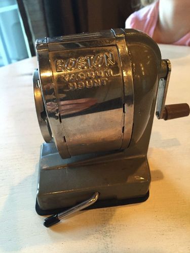 Boston Vacuum Mount Pencil Sharpener Desktop Metal Vintage Industrial Desk Heavy