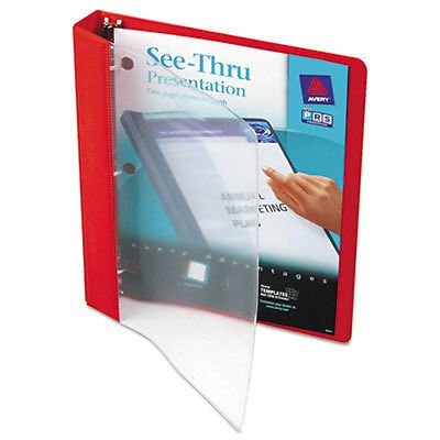 See-Thru Binder with Round Ring, 1&#034; Capacity, Red