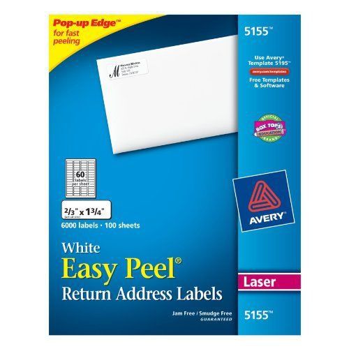 Avery Easy Peel Return Address Label - 0.67&#034; Width X 1.75&#034; Length - (ave5155)