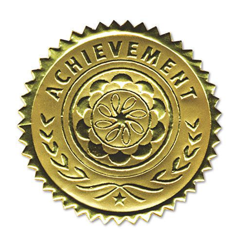 Gold Foil Certificate Seals, &#034;Achievement&#034;, Embossed Foil, 12/Pack