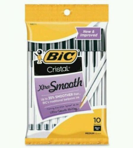 BIC Cristal Stic Ball Pen, Medium Point (1.0 mm), Black, 10 Pens