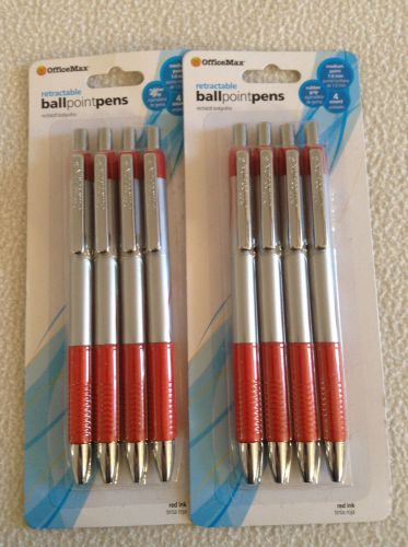 8 Retractable ball piont pens with red ink