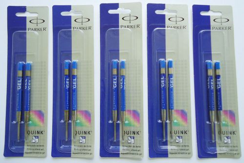 10x Parker Quink Gel Ball Point Refills - Blue, Medium Point - BRAND NEW, SEALED