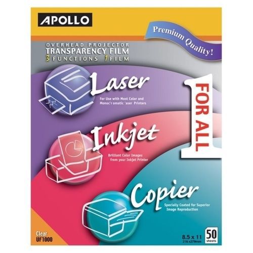 Apollo UF1000E All-purpose Transparency Film 8-1/2inx11in 50/BX