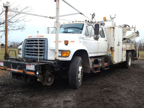 1998 Ford F800 Crew Cab Flatbed Crane Truck - National Crane N50