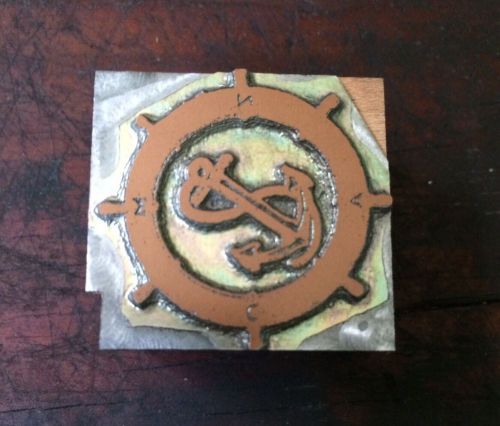 Letterpress Printer Blocks Wood Metal Type Compass Nautical Ships Wheel Anchor