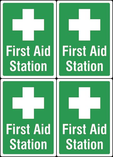 Green wall hanging sign first aid station auto shop construction signs 4 pk s164 for sale