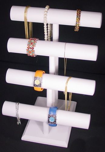 17&#034;H SUPER DUTY WHITE JEWELRY DISPLAY 4 TIER T BAR BRACELET BANGLE WATCH PJ62W1