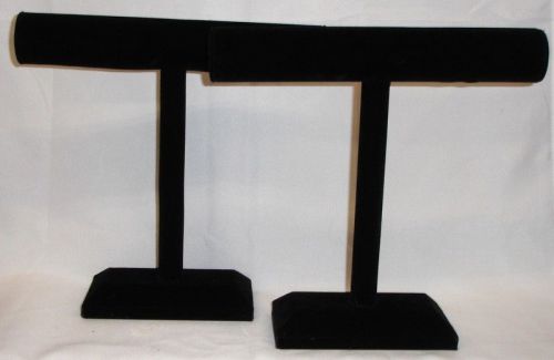 Set of 2 One Tier 12&#034; Necklace Bracelet Display Black Velvet