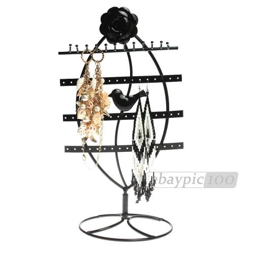 Earrings Bracelet Necklace Jewelry Display Stand Holder Rack Flower Bird Pattern