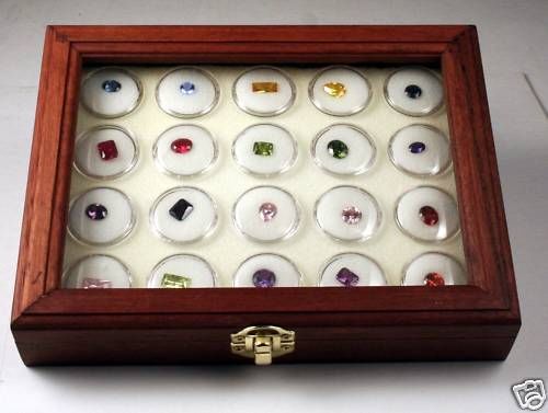 Jarrah Gemstone Display Case incl. 20 Gem Jar Insert