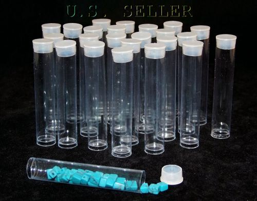 PACKAGE OF 25 ROUND CLEAR PLASTIC STORAGE TUBES 3&#034;