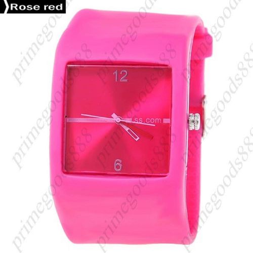 Jelly Rubber Band Quartz Analog Wrist Lady Ladies Wristwatch Women&#039;s Rose Red