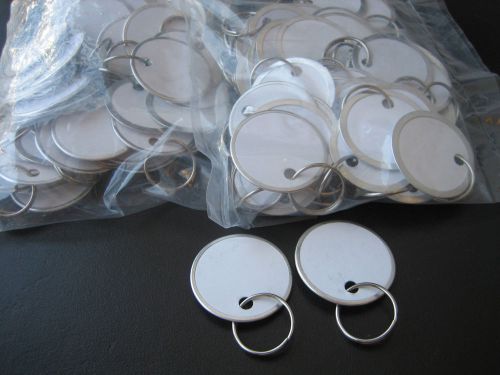 Lot 100 metal edged 1 1/4&#034; white paper tags with ring / key id labels tags for sale