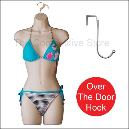 Flesh female dress mannequin form for s-m sizes + chrome over the door hook for sale