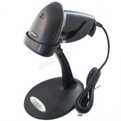 Black Acan 9800 USB Automatic Laser Barcode Scanner Barcode Reader +Holder Stand