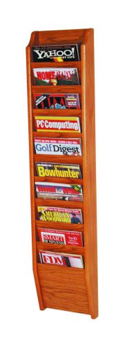 Wooden Mallet  MR36-10 Medium Oak 10 Pocket Magazine Wall Rack